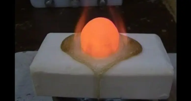 Putting A Red Hot Nickel Ball On A Bar Of Soap
