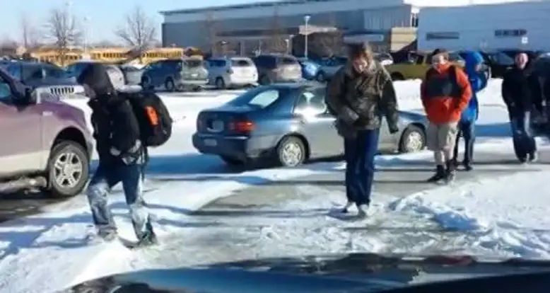 Laughing At Kids Slipping On Ice