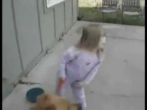 Little Girl Eats Dirt After Dog Sprints Off
