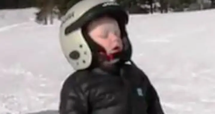 Little Kid Loves Skiing
