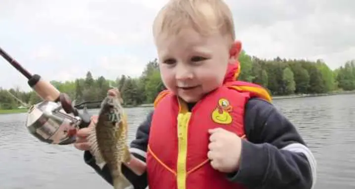 Boy Catches His First Fish